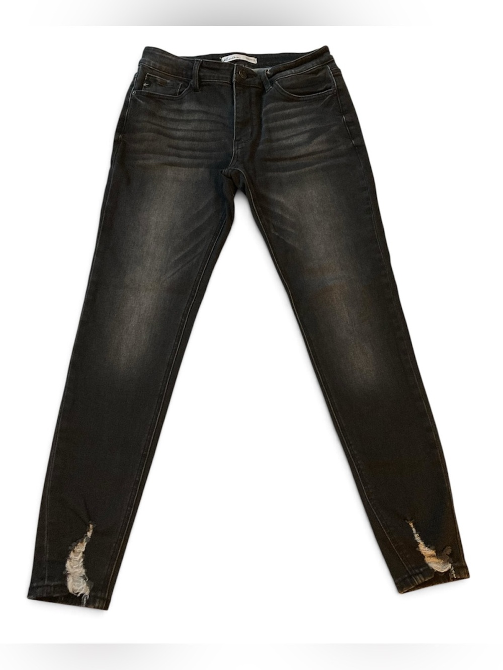 KanCan Black High Rise Skinny Jeans Hem Distress Size 29